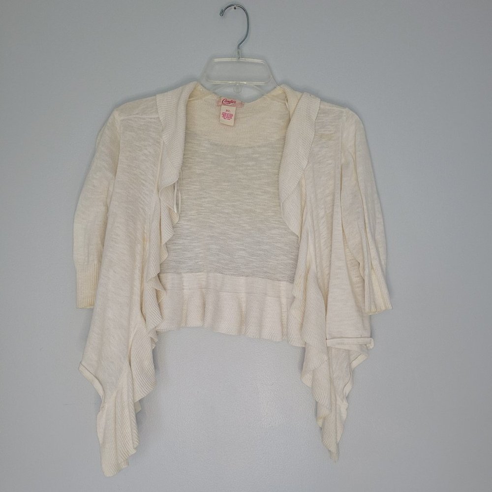 Candies XL Ruffled Sweater in off white